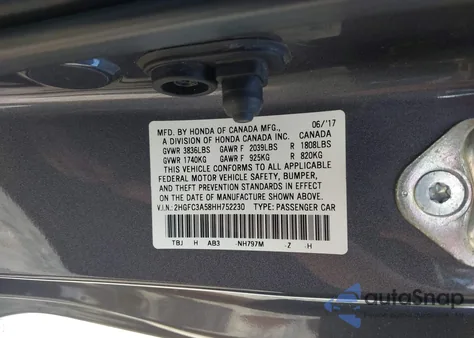 2017 Honda Civic Si from USA, damaged, VIN 2HGFC3A58HH752230